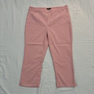 Mario Serrani Women's Stretch Capri Pull On Striped Pants Size XL Red/Ivory
